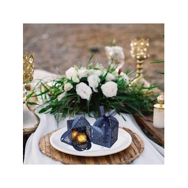 KAZIPA 50pcs Favor Boxes 2.5"x 2.5"x 3.1" Wedding candy Boxes,Laser Cut Favor Boxes,Small Gift Boxes for Party,Bridal Shower,first communion,Anniversary,Baby Shower,Birthday (Purple)