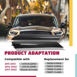 HECASA A Pillar Molding Cover Compatible with 2011-2013 Infiniti QX56 2014-2023 QX80 2017-2023 Nissan Armada Front Windshield Trim Panel Replacement for 76836-6JR0A 76837-6JR0A Plastic Left + Right