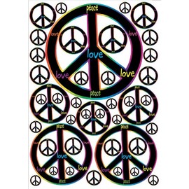 Rainbow and Black Peace Sign Wall Decals