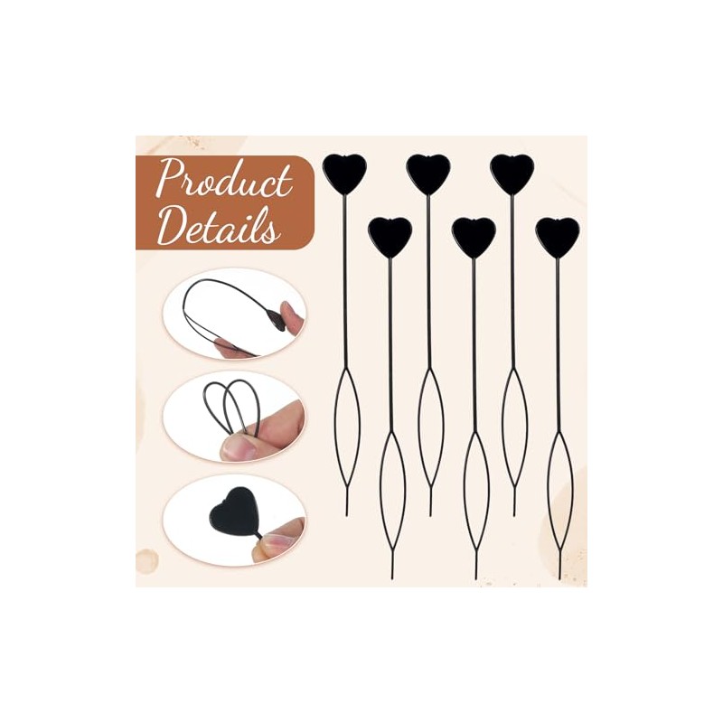 20Pcs Quick Topsy Beader Hair Set, Black Hair Loop Threader