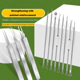 Lizihengpi 11 pieces blackhead remover tweezers pimple popper tool skin care tools for face acne skin care for esthetician women kit (11), Silvery