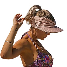 Qchomee Womens Sun Visor Hats Wide Brim Travel Sun Hat Foldable Beach Sun Protection Hat Anti-UV Summer Bucket Hat Floppy Hat UPF 50+ Camping Cycling Gardening Sun Hat Packable Beach Cap Pink