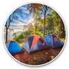 Vinyl Stickers (Set of 2) 10cm - Camping Family Tent