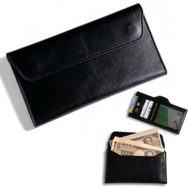 nervousrhinos 1 Million Yen Storage Bill Holder Thin Bill Case Magnetic Flap Wallet for Bills Men's, Women's, Genuine Leather, Passbook Holder Storage Case, Black