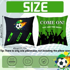 LUKIUP Fußball Zierkissenbezug, 3 Getrennten Taschen Kissenbezug, 45 x 45cm Fußball Kissen, Sportdeko für Geschenk Fußballfan Deko, Vatertag Geschenkidee für Mann Frau Fans