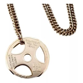 Jextech Collar Con Colgante Disco De Pesa Acero Inoxidable Gym Fit