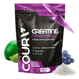 COURA Creatine Monohydrate Lemon-Berries Flavor - 450g - Sports Supplement - Strength and Endurance - Ideal for Intense Workouts - Gluten Free - Bottle Free