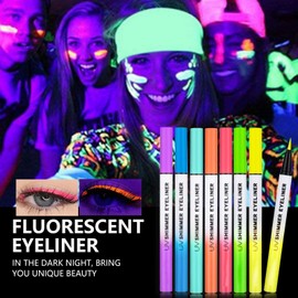 Glow in the Dark Eyeliners, Smooth Waterproof Eyeliners Pencil, Shining High Pigmented Makeup Pen Long Lasting Natural Eye Liner for Girls Women Live Performance Dance Night Party