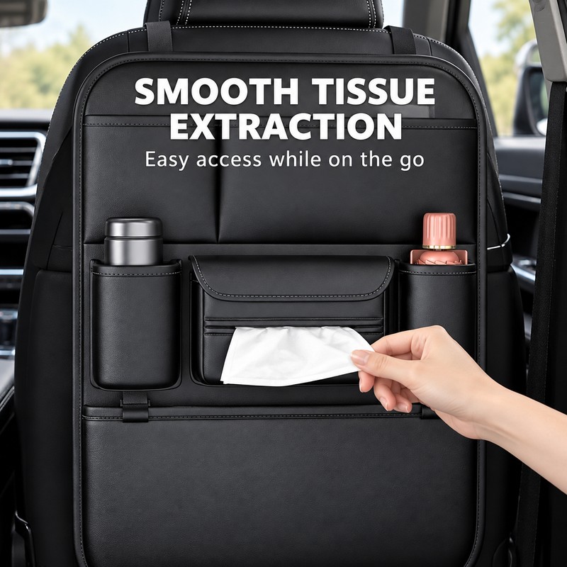 6-Pocket Car Seat Back Organizer for Travel Storage – Waterproof