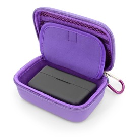 CASEMATIX Travel Case Compatible With DJI Mic 2 Wireless Microphone Kit or Original - Compact Lavalier Microphone Protection to Carry Lav Mic in Charging Case and Small Accessories, Purple