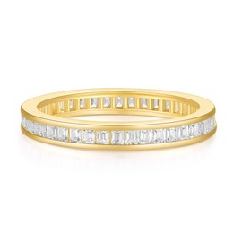 Titaniumcentral Eternity Wedding Band for Women Cubic Zirconia CZ Stacking Engagement Promise Anniversary Rings for Her (Gold,Size H)