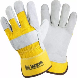 BG Gloves BGBY22 Cowhide Leather Palm Gloves with rubberized safety cuff (L) - 72 Pairs, Yellow