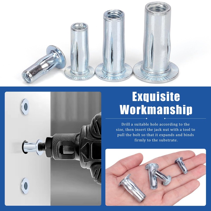 Glarks 34pcs M4 M5 M6 M8 Multi-Grip Rivet Nuts Set
