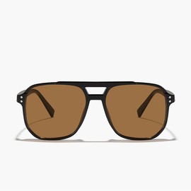 Retro Oversized Square Aviator Sunglasses for Women Men 70s Vintage Sun Glasses UV400(Black/Brown)