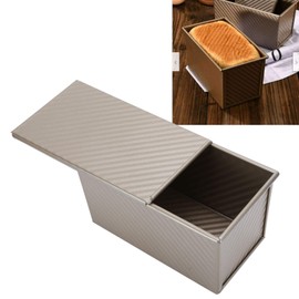Caja para molde de pan Molde para hornear antiadherente dorado para el hogar con tapa Suministros de cocina Utensilios para hornear de cocina para ladrar, panes y pastel,Botes para Pan y Pan de Caja