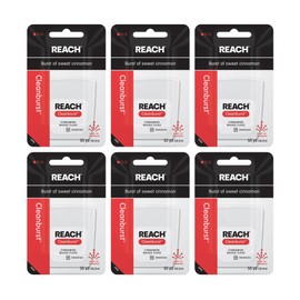 REACH Waxed Dental Floss, Cinnamon, Plaque Remover for Teeth, Shred Resistant, Floss Slides Smoothly, Easy to Use, Waxed, Deep Cleaning Teeth, Oral Care, PFAS Free, for Adults & Kids, 6 Pack, 55 yd