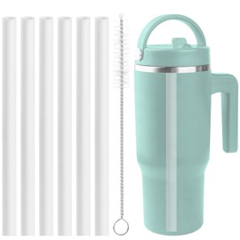 Replacement Straws Compatible with Hydrapeak Kids Voyager 18 oz tumbler-6 Pack Straws,1 Pack Cleaning Brush