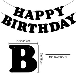 Black Happy Birthday Banner Birthday Party Decorations Birthday Sign Birthday Backdrop Party Supplies Happy Birthday Bunting Banner for Kids Adults