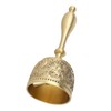 Hand Call Bell 4.7in Long Pure Brass Exquisite Carved Pattern