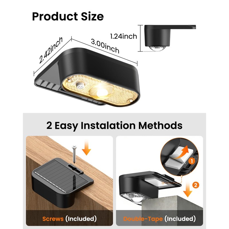JOFIOS Fence Lights Solar Powered 12 Pack, 3000/4000/6000K 3 Modes,