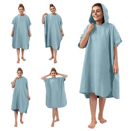 JEMIDI Badeponcho Unisex - Surf Poncho aus Mikrofaser - Tuch für Erwachsene - Bademantel für Damen und Herren - Badetuch mit Kapuze - schnelltrocknend