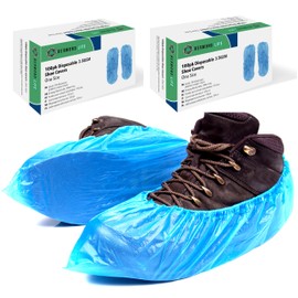 Bermond Life Disposable Shoe Covers | Twin Pack of 100 Plastic Shoe Covers | Blue & Waterproof Shoe Protector | Overshoes with a Storage Box | Shoe Covers for Work | 200 Shoe Covers (2)