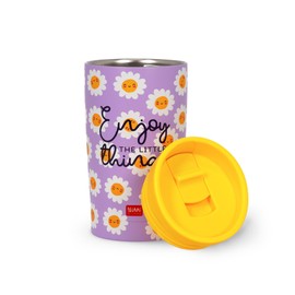 LEGAMI - Vacuum Tumbler Hot & Cold, Lightweight and Durable, Stainless Steel, 275 ml Capacity, for All Types of Drinks, with Hermetic Stopper, Daisy Theme