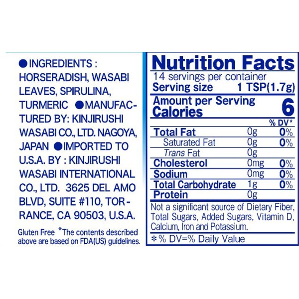 Kinjirushi Wasabi Powder - 0.88oz (25g)/Gluten Free, Vegan, No artificial ingredients/Spicy Wasabi Seasoning