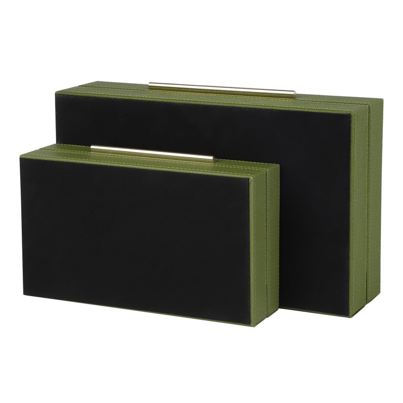 HofferRuffer Faux Leather Decorative Boxes Set of 2, Large Nesting