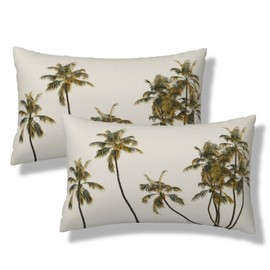VIREOTHIA Palm Trees Lumbar Pillow Covers 12x20 Set of 2 Tropical Decorative Throw Pillow Cover Plants Rectangle Pillowcases Cushion Covers for Couch Bed Sofa Decor