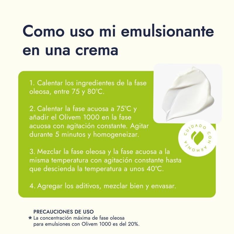 Hebbe - Olivem 1000, Emulsionante y Acondicionador Natural para Cosméticos,