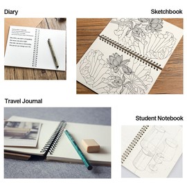 Soft Cover Spiral Notebook Journal, Coofficer Blank Sketch Book Pad, Wirebound Memo Notepads Diary Notebook Planner with Unlined Paper, 100 Pages/ 50 Sheets, 7.5"x 5.1" (Brown)