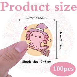 Cute Axolotl Sticker Set, 100 Pieces Cute Axolotl Stickers, Cute Stickers for Children, Axolotl Fans, Axolotl, Stickers Cute Axolotl Fans, Axolotl Plush Toy, for Laptop, Suitcase, Helmet, Notebook