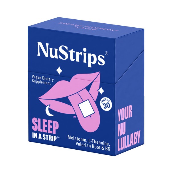 NuStrips™ Fast-Dissolving Sleep Strips with 5mg Melatonin, Valerian Root, L-Theanine