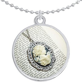 Cameo Book Round Pendant Necklace