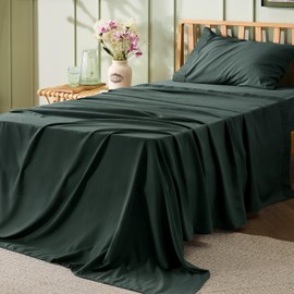 Bedsure Twin XL Sheet Sets Dorm Bedding - Soft Extra Long Twin Bed Sheets, 3 Pieces Hotel Luxury Forest Green Sheets Twin XL, Easy Care Microfiber Sheet Set