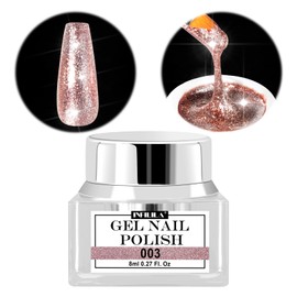 NXJ INFILILA Rose Gold Glitter Gel Nail Polish, Reflective Shimmer Gel Liner for Nail Art, Holographic Sparkle Long-lasting Color Soak Off UV Lamp Cured Gels for Art Manicure Salon DIY at Home B03