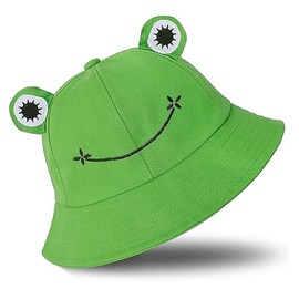 ZUJIACUN Cute Frog Bucket Hat for Adults - Wide Brim Summer Sun Protection, Foldable & Lightweight, Perfect for Hiking, Beach, and Outdoor Activities, Men & Women Green