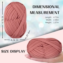 4 Pieces Beginner T-Shirt Yarn, Elastic Fabric, Crochet Cloth Yarn for DIY Knitting, Spaghetti Yarn, Thick Knitting Yarn for Hand DIY Bag, Blanket, Cushion, Crochet Projects, Home Decor (Beige/Pink)
