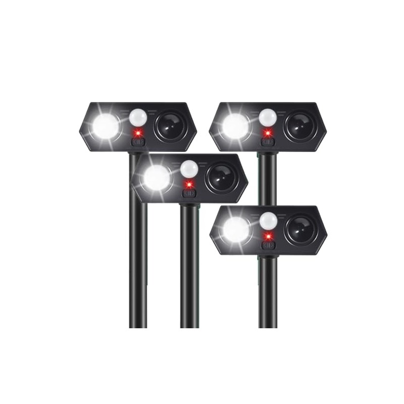 4Pack Solar Ultrasonic Animal Repellent Outdoor, Deer Deterrent Devices with