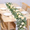TOCHGREEN 2 Pack 12Ft Artificial Eucalyptus Flower Garland with Champagne