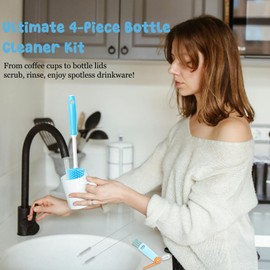 4 Pack Straw Cleaner Brush Set for Owala FreeSip 24oz/32oz/40oz, Silicone Long Handle Bottle Brush for Owala Water Bottle, Sport Bottles, Water Bottles, Coffee Mugs, Wine Decanters, Flask