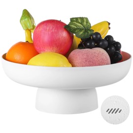 Tideme Fruit Bowls with Draining Holes, 10.2" Large Fruit Basket with Removable Pedestal, White Plastic Decorative Bowl, Fruit Countertop Vegetable Holder for Living Room, Kitchen