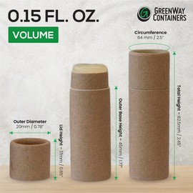 GreenWay 0.15oz / 4.25g Kraft Paperboard Lip Balm Tubes with Lids - 50 Pack Lip Gloss Tubes Refillable DIY Cosmetic Containers – Extra Thick Push-Up Bottom Lip Balm Containers - Brown