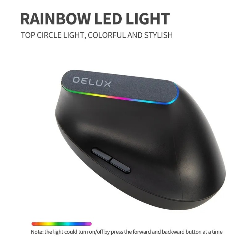 Delux Mouse Vertical Ergonómico Inalámbrico 2.4g Con 1600dpi