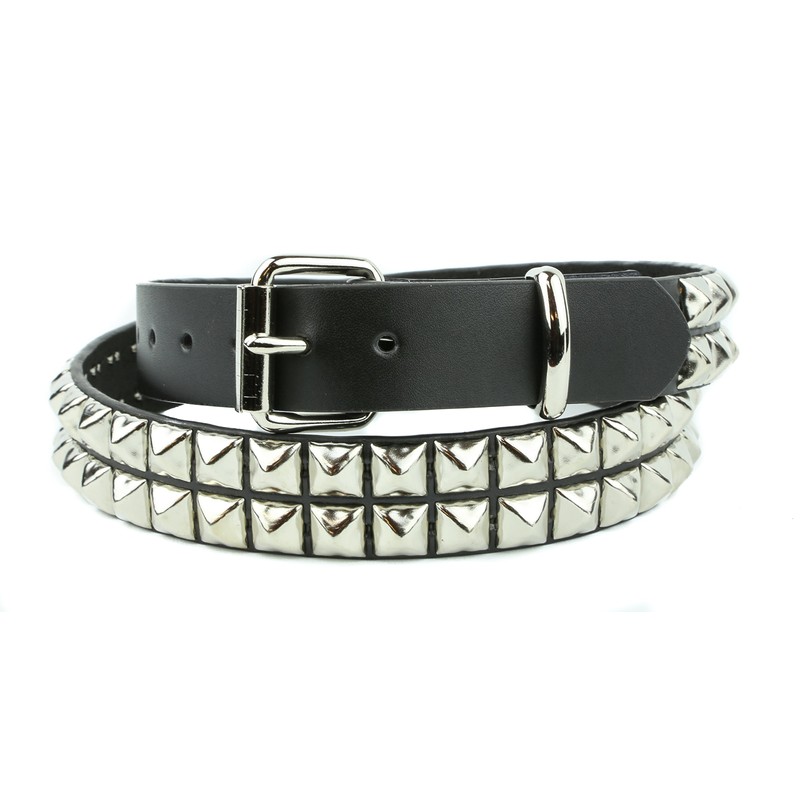 Two Row Pyramid Stud Belt Made In USA Genuine Leather