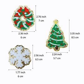 SaktopDeco 12 PCS Christmas Patches Gold Edges Iron On Patches Chenille Patches for Holiday Clothes Decorate