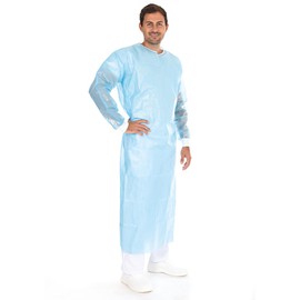 FRANZ MENSCH Pack of 30 Protective Gown Type PB 4B + PB 6B | PP, PE Fully Laminated, Blue, M, L: 134 cm, Circumference: 142 cm, Infection Protection Gown, PP Protective Gown, Disposable Protective