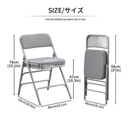 KAIHAOWIN Padded Folding Chairs Upholstered Single Foldable Chair with Ultra Thick Padded Seat Comfortable Metal Chairs Indoor with Comfortable Fabric Cushion for Indoor-Grey