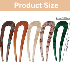 Luixenir 5 Pieces Elegant Acrylic Hair Pins Multiple Color French Hair Pins for Women Girls U Shaped French Hair Clips for Buns Hair Styling Accessories Suitable for All Ages